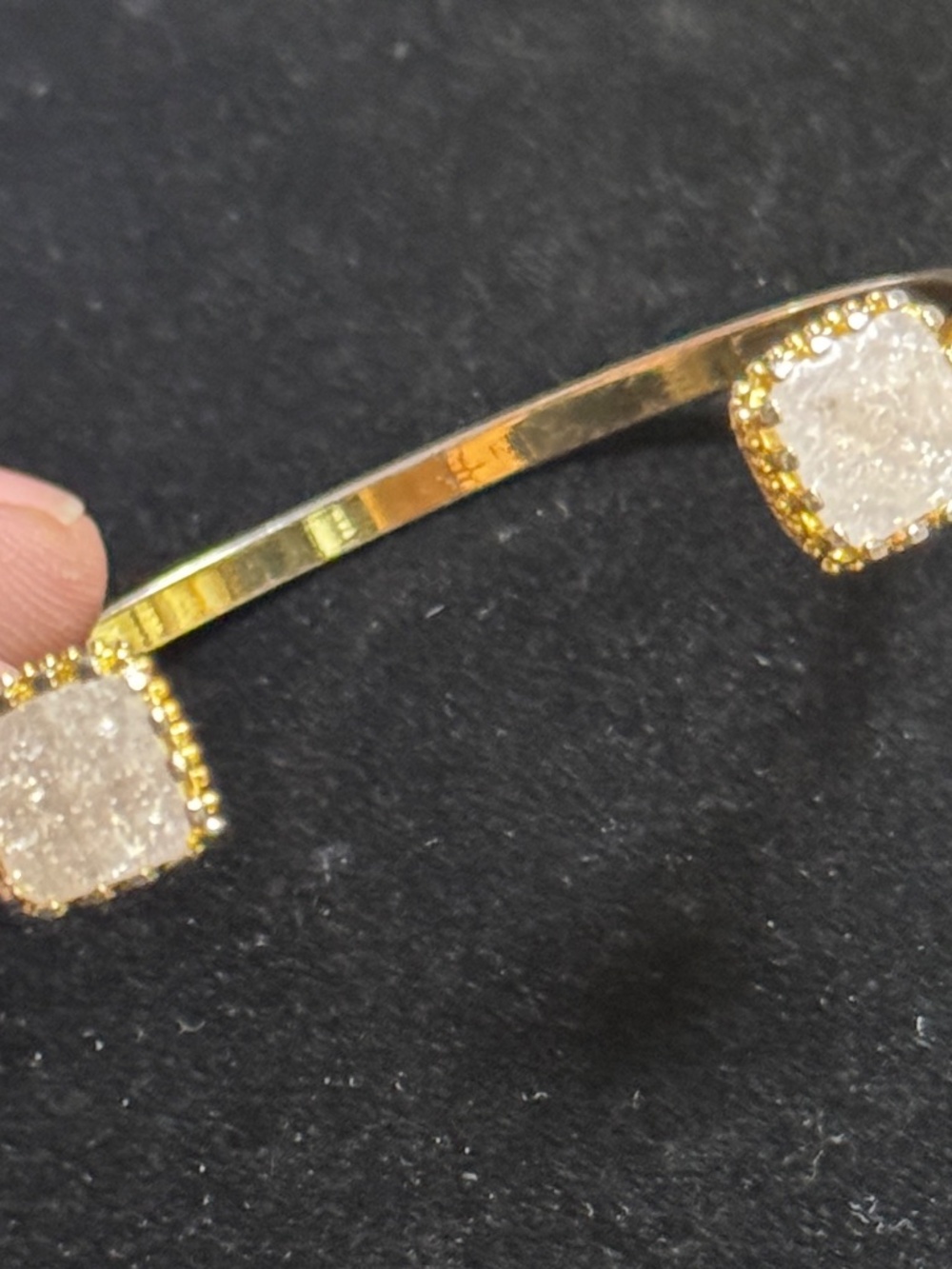 Gold-Tone Open Cuff Bracelet with Faux Druzy Stones